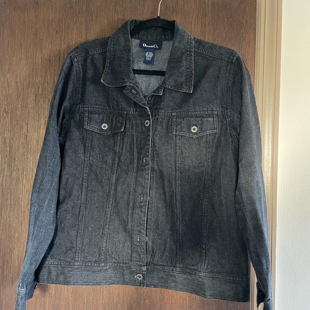 Denim & Co Black Denim Jacket sz M